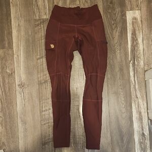 Fjallraven Women's Leggings Tights Maroon Burgundy XS Like New!